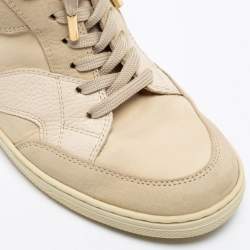 Louis Vuitton Off White Monogram Suede And Leather Cliff Top Wedge Sneakers Size 38