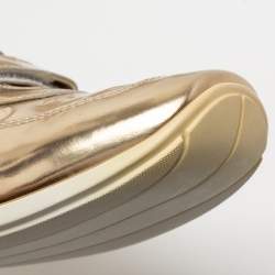 Louis Vuitton Metallic Gold Monogram Embossed Leather Velcro Strap Sneakers Size 40.5