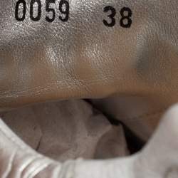 مملوكة مسبقًا Louis Vuitton Metallic Silver Monogram Leather Trainers Lace Up Low Top Sneakers Size 38