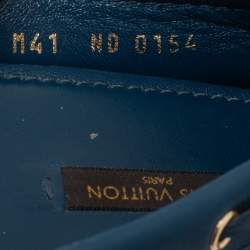 Pre Owned Louis Vuitton Blue Monogram Leather Gloria Bow Slip On Loafers Size 41