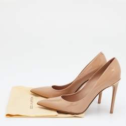 Pre Owned Louis Vuitton Beige Patent Leather Eyeline Pointed Toe Pumps Size 39