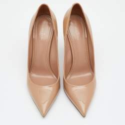 Pre Owned Louis Vuitton Beige Patent Leather Eyeline Pointed Toe Pumps Size 39