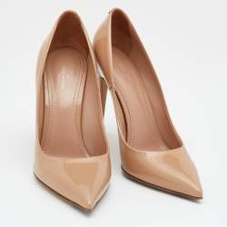 Pre Owned Louis Vuitton Beige Patent Leather Eyeline Pointed Toe Pumps Size 39