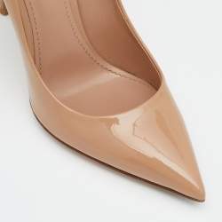 Pre Owned Louis Vuitton Beige Patent Leather Eyeline Pointed Toe Pumps Size 39
