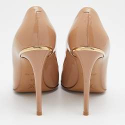 Pre Owned Louis Vuitton Beige Patent Leather Eyeline Pointed Toe Pumps Size 39