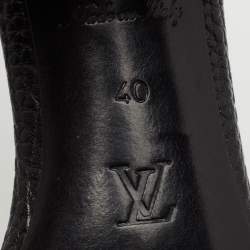 مملوكة مسبقًا Louis Vuitton Black Leather Applique Embellished Block Heel Slide Sandals Size 40