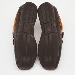 Louis Vuitton Dark Brown/Orange Crocodile Leather And Suede Low Top Sneakers Size 36
