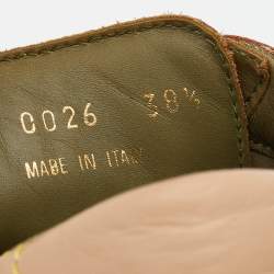 Louis Vuitton Green/Beige Monogram Denim And Leather Low Top Sneakers Size 38.5