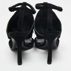 Louis Vuitton Black Suede Embellished Ankle Strap Sandals Size 35