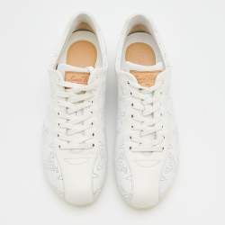 مملوكة مسبقًا حذاء رياضي لوي فيتون جلد ماهينا مونوغرامي أبيض عنق منخفض مقاس 36