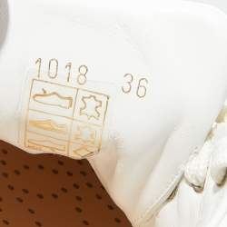 مملوكة مسبقًا حذاء رياضي لوي فيتون جلد ماهينا مونوغرامي أبيض عنق منخفض مقاس 36