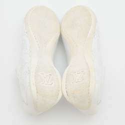 مملوكة مسبقًا حذاء رياضي لوي فيتون جلد ماهينا مونوغرامي أبيض عنق منخفض مقاس 36