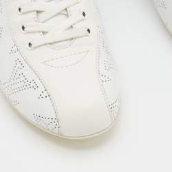 مملوكة مسبقًا حذاء رياضي لوي فيتون جلد ماهينا مونوغرامي أبيض عنق منخفض مقاس 36