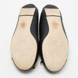 Pre Owned Louis Vuitton Black Monogram Embossed Leather Debbie Bow Ballet Flats Size 41