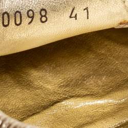 Pre Owned Louis Vuitton Metallic Gold Leather Bow Scrunch Slip On Loafers Size 41