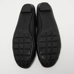 Pre Owned Louis Vuitton Black Leather Logo Embellished Ballet Flats Size 41