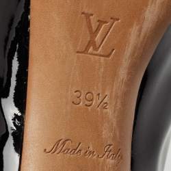مملوكة مسبقًا Louis Vuitton Black Patent Leather Damier Azur Damia Peep-Toe Pumps Size 39.5