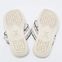 Louis Vuitton White Monogram Canvas And Leather Thong Flats Size 38.5