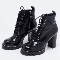Louis Vuitton - LV Wooden Heel Patent & Suede High Boots Black 37