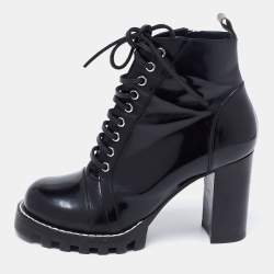 Louis Vuitton Black Patent Leather Star Trail Block Heel Boots Size 36.5 Louis  Vuitton