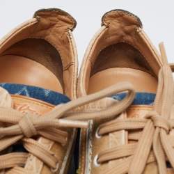 Louis Vuitton Blue/Beige Monogram Denim and Crocodile Impulsion Sneakers Size 37.5