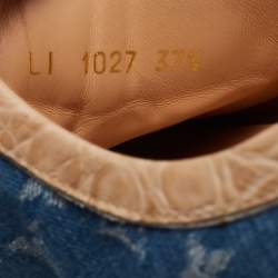 Louis Vuitton Blue/Beige Monogram Denim and Crocodile Impulsion Sneakers Size 37.5