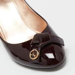 Pre Owned حذاء كعب عالي لوي فيتون فيانسيه جلد لامع عنابي بفيونكة مقاس 38.5