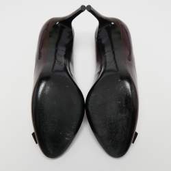 Pre Owned حذاء كعب عالي لوي فيتون فيانسيه جلد لامع عنابي بفيونكة مقاس 38.5