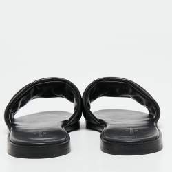 مملوكة مسبقًا Louis Vuitton Black Monogram Embossed Leather Revival Flat Slides Size 38