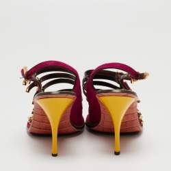 Pre Owned Louis Vuitton Multicolor Calf Hair And Patent Leather Tupelo Buckle Slingback Sandals Size 38.5