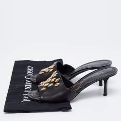 مملوكة مسبقًا Louis Vuitton Black Leather Slide Sandals Size 38.5