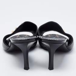 مملوكة مسبقًا Louis Vuitton Black Leather Slide Sandals Size 38.5