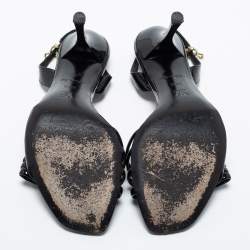 Louis Vuitton Black Patent Leather Slingback Sandals Size 36.5