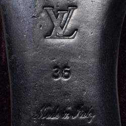 Pre Owned Louis Vuitton Plum Velvet Bow Scrunch Ballet Flats Size 36