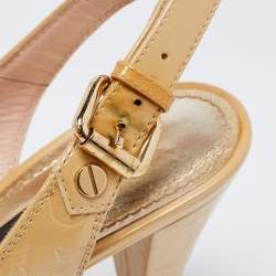 Louis Vuitton Beige Monogram Vernis Leather No Doubt Slingback Sandals Size 36.5
