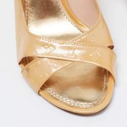 Louis Vuitton Beige Monogram Vernis Leather No Doubt Slingback Sandals Size 36.5