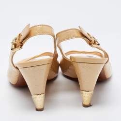 Louis Vuitton Beige Monogram Vernis Leather No Doubt Slingback Sandals Size 36.5