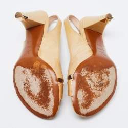 Louis Vuitton Beige Monogram Vernis Leather No Doubt Slingback Sandals Size 36.5
