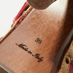 Pre Owned Louis Vuitton Pink Monogram Denim Vintage Rosa Platform Clog Mules Size 39