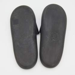 Louis Vuitton Black Leather LV Flamingo Flat Slide Sandals Size 40