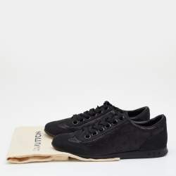 مملوكة مسبقًا Louis Vuitton Black Monogram Satin And Leather Lace Up Sneakers Size 38.5