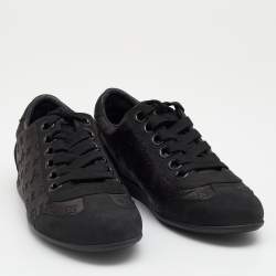 مملوكة مسبقًا Louis Vuitton Black Monogram Satin And Leather Lace Up Sneakers Size 38.5