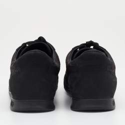 مملوكة مسبقًا Louis Vuitton Black Monogram Satin And Leather Lace Up Sneakers Size 38.5