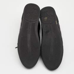 مملوكة مسبقًا Louis Vuitton Black Monogram Satin And Leather Lace Up Sneakers Size 38.5