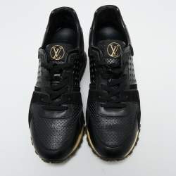 Louis Vuitton Black Perforated Leather and Suede Run Away Sneakers Size 38