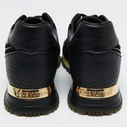 Louis Vuitton Black Perforated Leather and Suede Run Away Sneakers Size 38