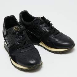 Louis Vuitton Black Perforated Leather and Suede Run Away Sneakers Size 38