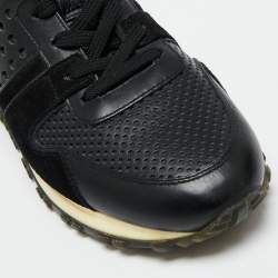 Louis Vuitton Black Perforated Leather and Suede Run Away Sneakers Size 38