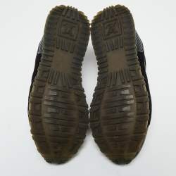 Louis Vuitton Black Perforated Leather and Suede Run Away Sneakers Size 38