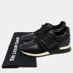 Louis Vuitton Black Perforated Leather and Suede Run Away Sneakers Size 38